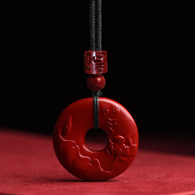 Buddha Stones天然辰砂 蓮平和のお守りチャーム祝福ネックレス ストリングペンダント - image 12