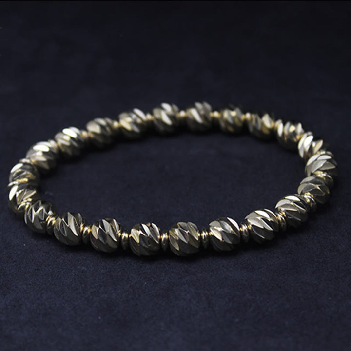 Buddha Stonesヴィンテージ アンティーク調 ナイフ彫刻模様 銅 真鍮ビーズ 富のブレスレット