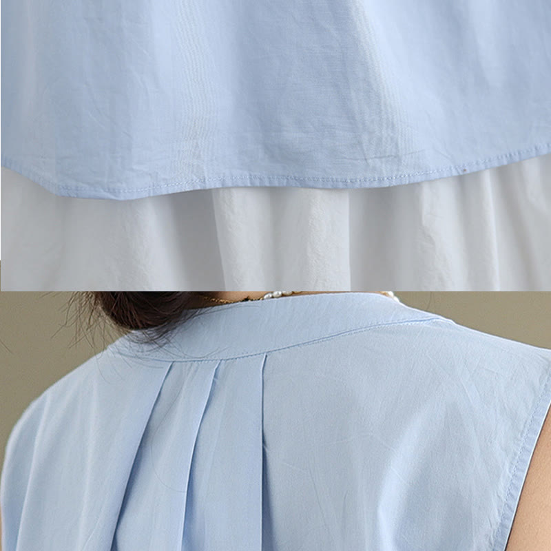 Buddha Stones夏 無地 プリーツデザイン ホルターネック ノースリーブ コットンリネン レディース ベスト