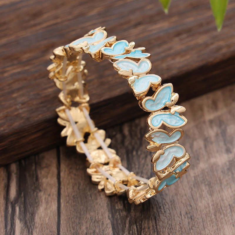 Buddha Stonesカラフル バタフライ フリーダム 合金 伸縮性 ブレスレット バングル