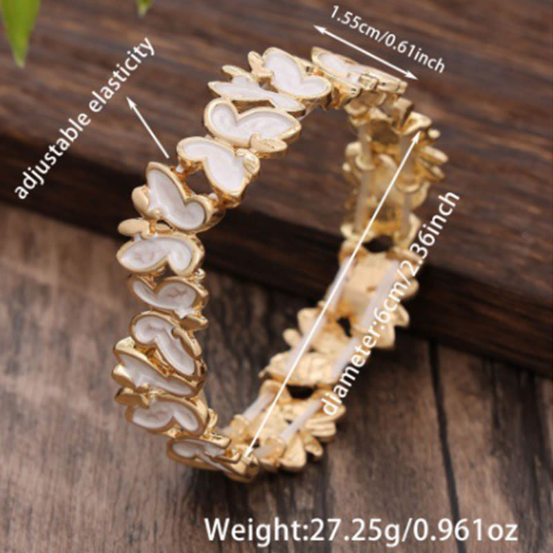 Buddha Stonesカラフル バタフライ フリーダム 合金 伸縮性 ブレスレット バングル