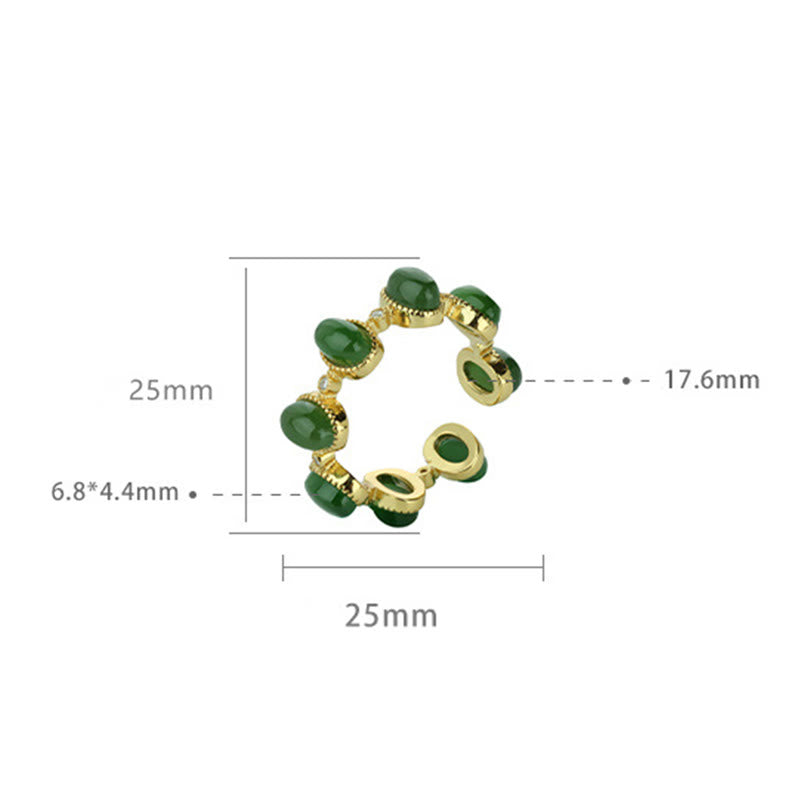 Buddha Stones925 スターリングシルバー 和田シアン翡翠ビーズ ヒーリング 調節可能リング