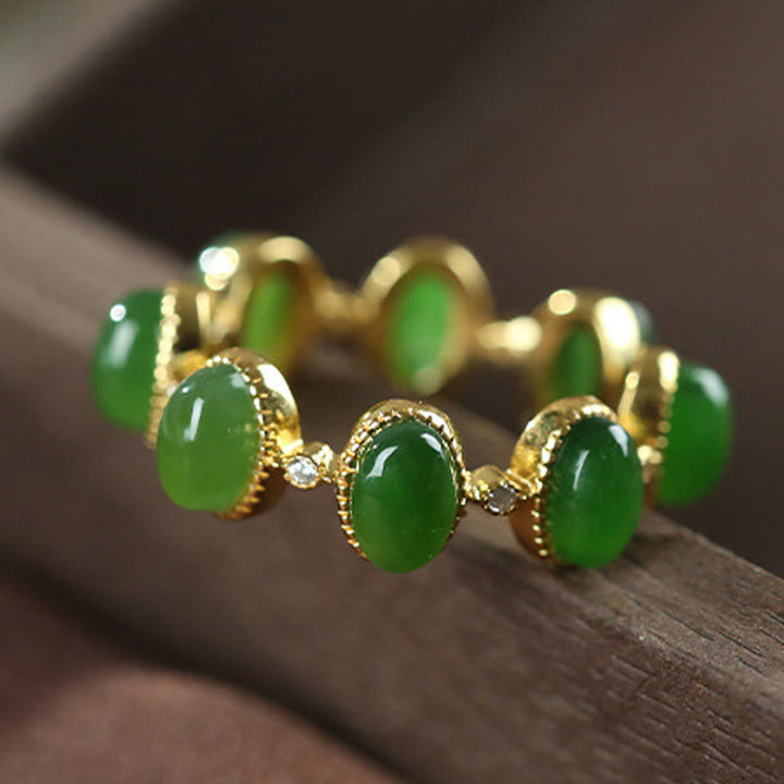 Buddha Stones925 スターリングシルバー 和田シアン翡翠ビーズ ヒーリング 調節可能リング