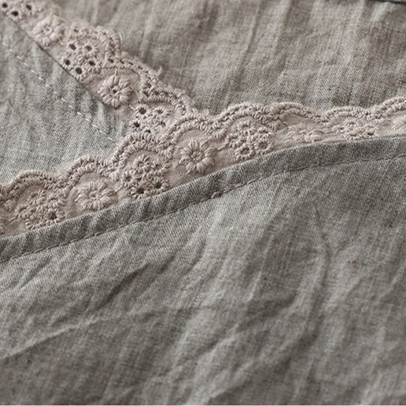 Buddha Stonesヴィンテージ サイドレースアップ スプライシングレース Vネック ノースリーブ レディース ベスト - image 11