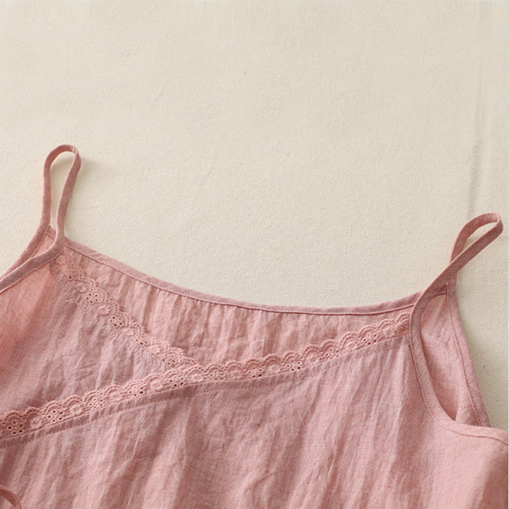 Buddha Stonesヴィンテージ サイドレースアップ スプライシングレース Vネック ノースリーブ レディース ベスト - image 1