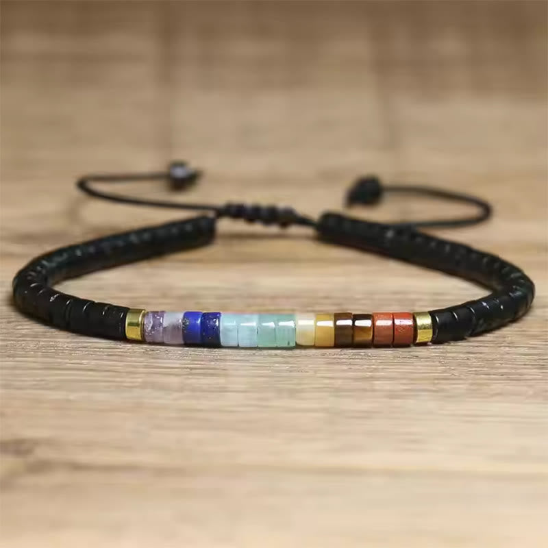 Buddha Stones天然ホワイトクリスタル ブラックオニキス 透明スペーサービーズブレスレット