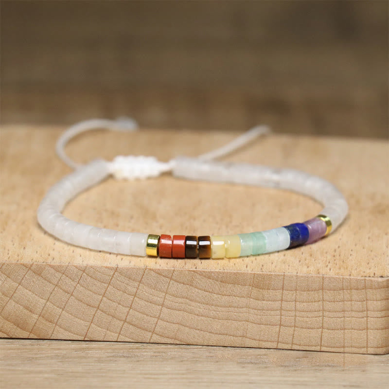 Buddha Stones天然ホワイトクリスタル ブラックオニキス 透明スペーサービーズブレスレット