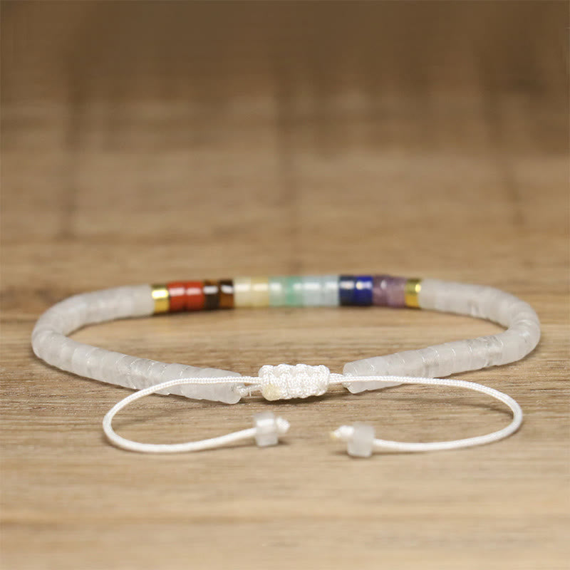 Buddha Stones天然ホワイトクリスタル ブラックオニキス 透明スペーサービーズブレスレット