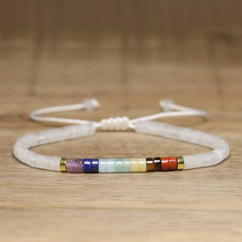 Buddha Stones天然ホワイトクリスタル ブラックオニキス 透明スペーサービーズブレスレット