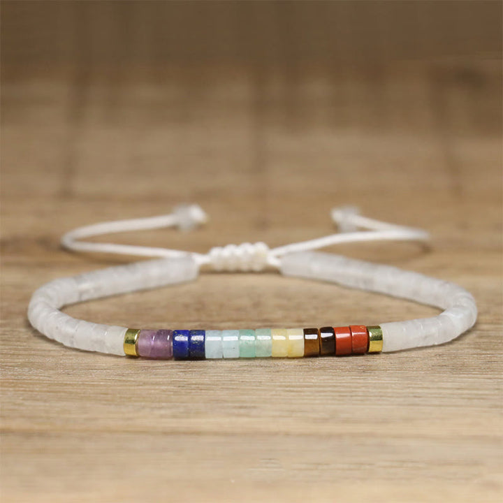 Buddha Stones天然ホワイトクリスタル ブラックオニキス 透明スペーサービーズブレスレット