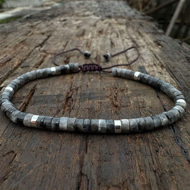 Buddha Stones天然ブラックグリッターストーン 勇気スペーサービーズブレスレット