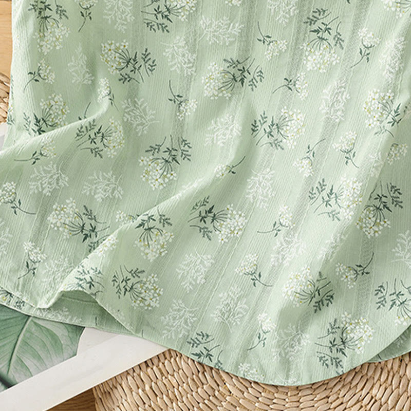 Buddha Stonesのレトロプリント花柄植物柄中国風カエルボタンデザインレディースコットンノースリーブベスト - image 22