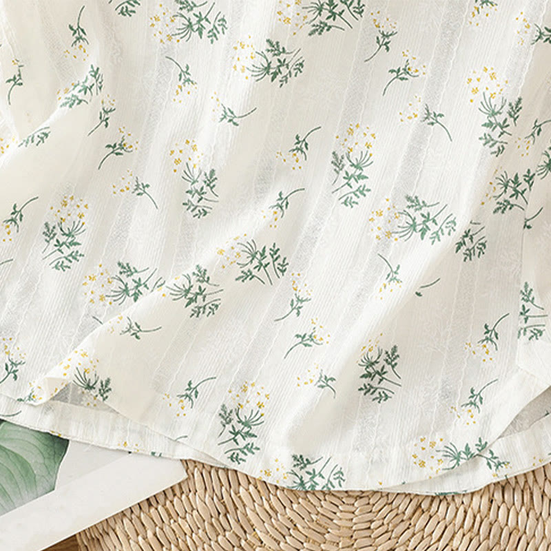 Buddha Stonesのレトロプリント花柄植物柄中国風カエルボタンデザインレディースコットンノースリーブベスト - image 9