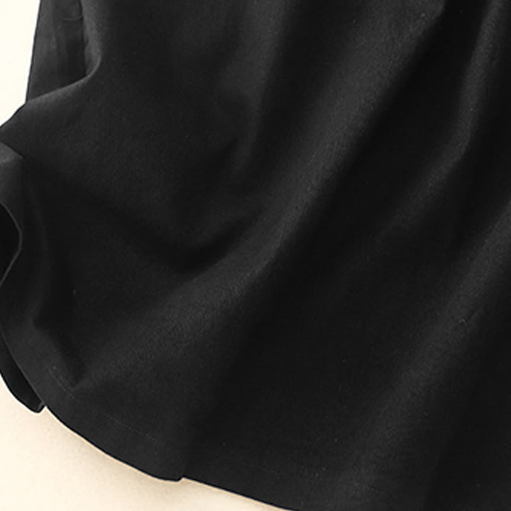 Buddha Stonesヴィンテージ プレーン ドローストリング ボタンデザイン スライド スリット レディース コットン リネン 7-8丈 スカート ポケット付き - image 10