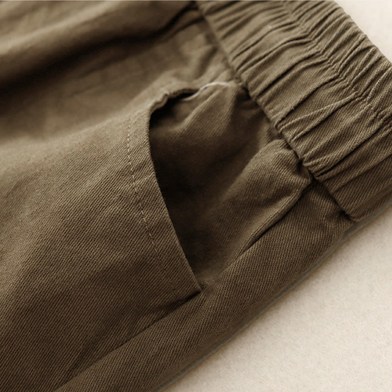 Buddha Stonesヴィンテージ プレーン ドローストリング ボタンデザイン スライド スリット レディース コットン リネン 7-8丈 スカート ポケット付き - image 2