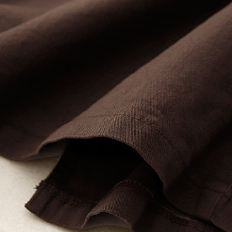 Buddha Stonesヴィンテージ プレーン ドローストリング ボタンデザイン スライド スリット レディース コットン リネン 7-8丈 スカート ポケット付き - image 12