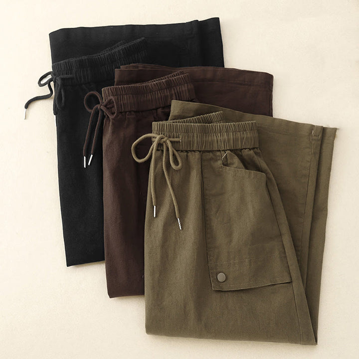 Buddha Stonesヴィンテージ プレーン ドローストリング ボタンデザイン スライド スリット レディース コットン リネン 7-8丈 スカート ポケット付き - image 16