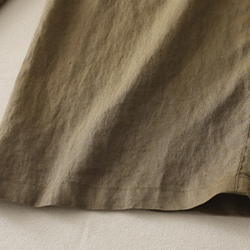 Buddha Stonesカジュアル カラーブロック ドローストリング レディース コットン ワイドレッグパンツ ポケット付き - image 3