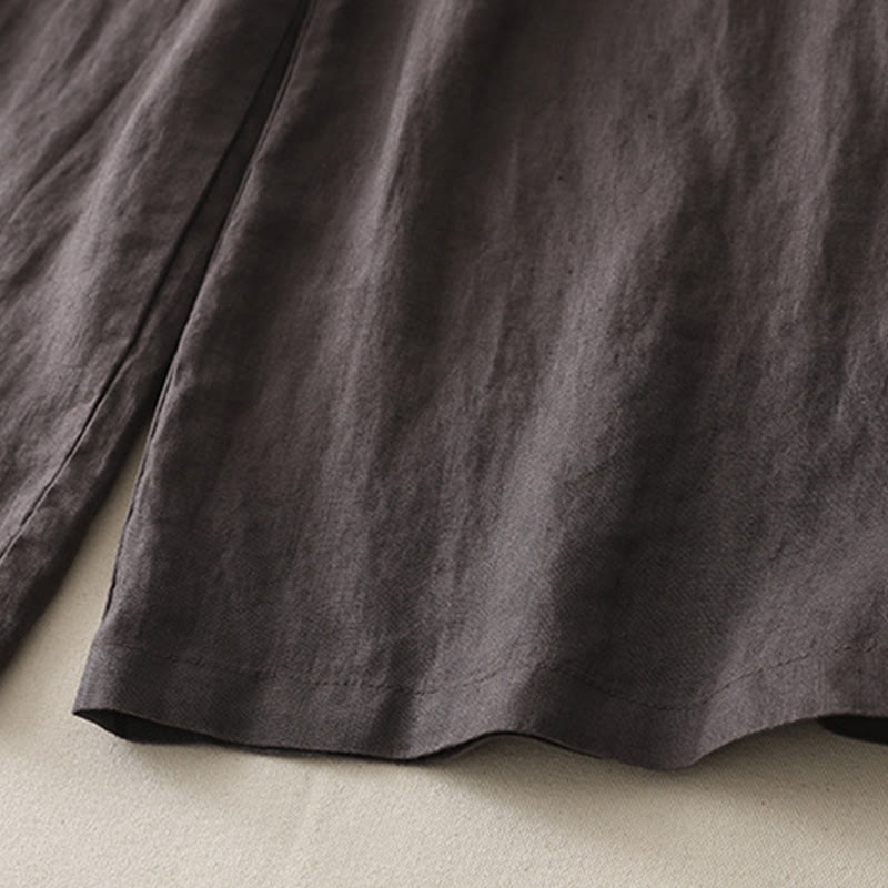 Buddha Stonesカジュアル カラーブロック ドローストリング レディース コットン ワイドレッグパンツ ポケット付き - image 8