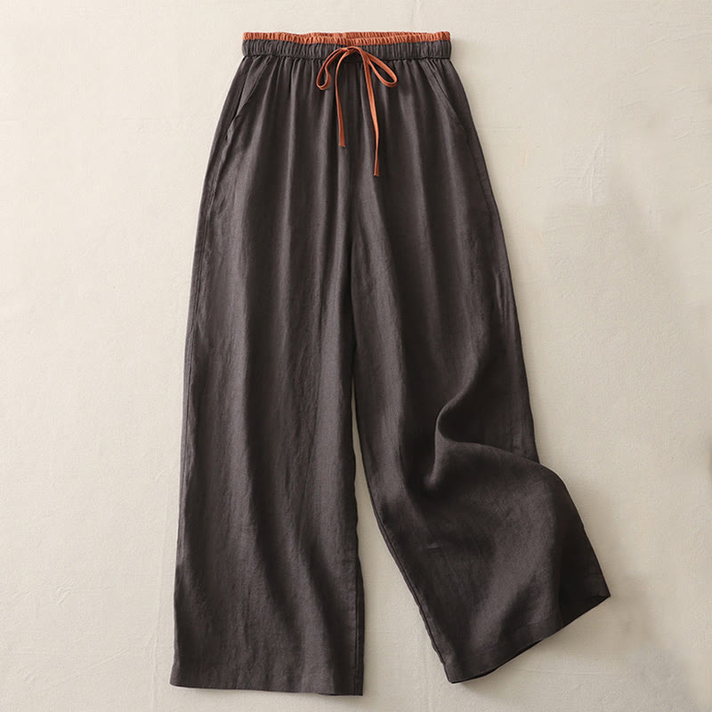 Buddha Stonesカジュアル カラーブロック ドローストリング レディース コットン ワイドレッグパンツ ポケット付き - サドルブラウン - US14、 UK/AU18、 EU46 (3XL) - image 5