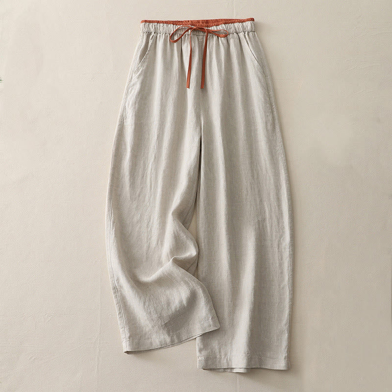 Buddha Stonesカジュアル カラーブロック ドローストリング レディース コットン ワイドレッグパンツ ポケット付き - ベージュ - US14、 UK/AU18、 EU46 (3XL) - image 16