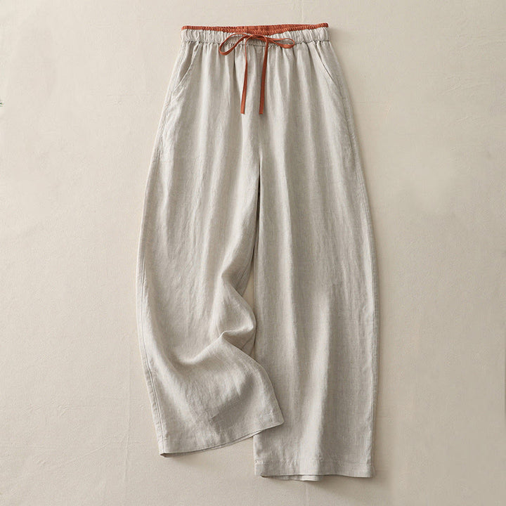 Buddha Stonesカジュアル カラーブロック ドローストリング レディース コットン ワイドレッグパンツ ポケット付き - ベージュ - US14、 UK/AU18、 EU46 (3XL) - image 16