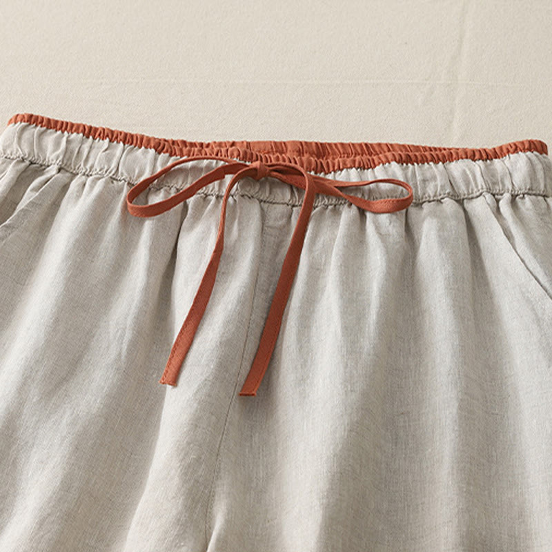 Buddha Stonesカジュアル カラーブロック ドローストリング レディース コットン ワイドレッグパンツ ポケット付き - image 18