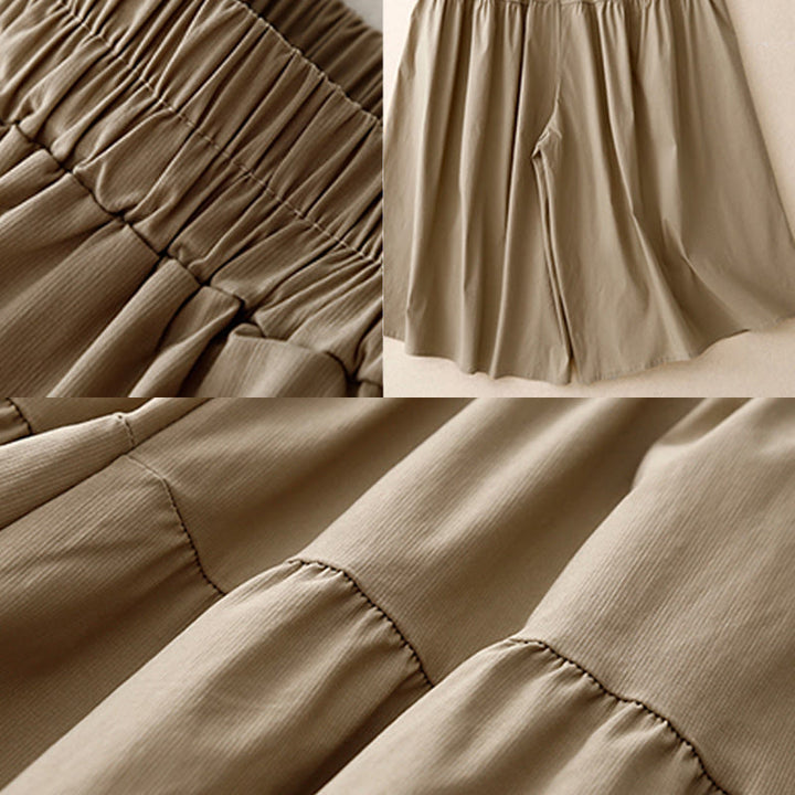 Buddha Stonesカジュアル ルーズ 無地 レディース コットン 伸縮性 7-8丈 ワイドレッグパンツ ポケット付き