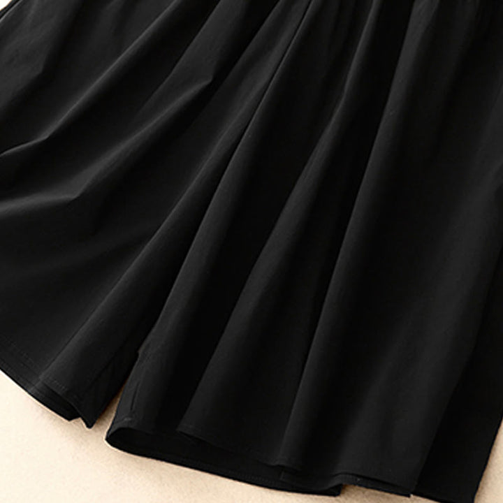 Buddha Stonesカジュアル ルーズ 無地 レディース コットン 伸縮性 7-8丈 ワイドレッグパンツ ポケット付き