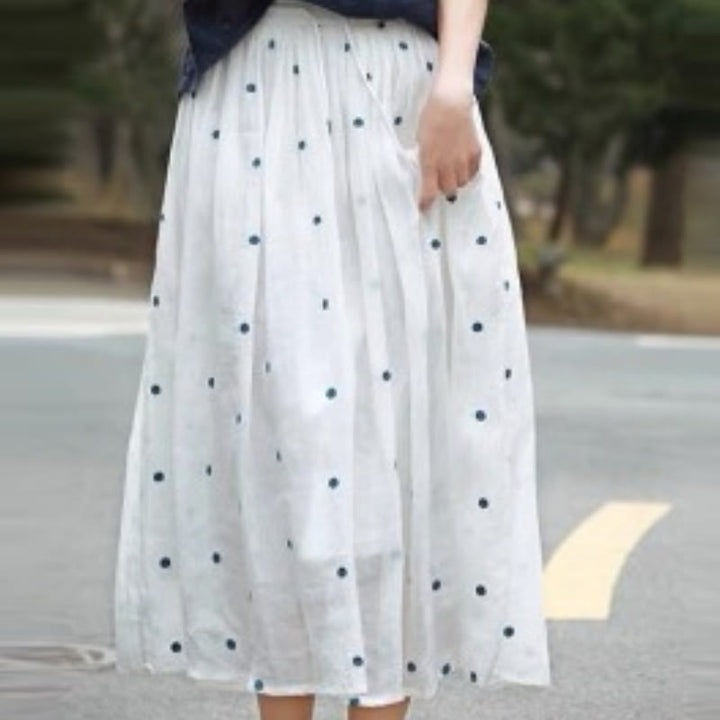Buddha Stonesの芸術的なヴィンテージドット柄レディースプリーツスカート - 白 - US8-10,UK/AU12-14,EU40-42 (2XL) - image 29