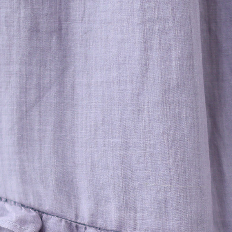 Buddha Stonesヴィンテージアーティスティックピュアカラーフリルデザイン不規則なレディースコットンリネンスカート