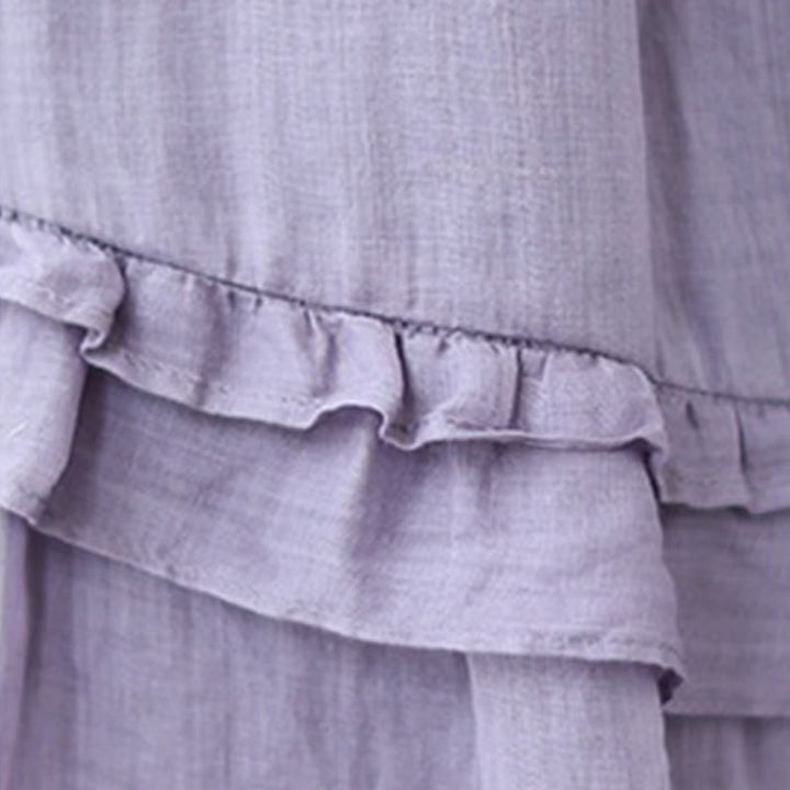 Buddha Stonesヴィンテージアーティスティックピュアカラーフリルデザイン不規則なレディースコットンリネンスカート