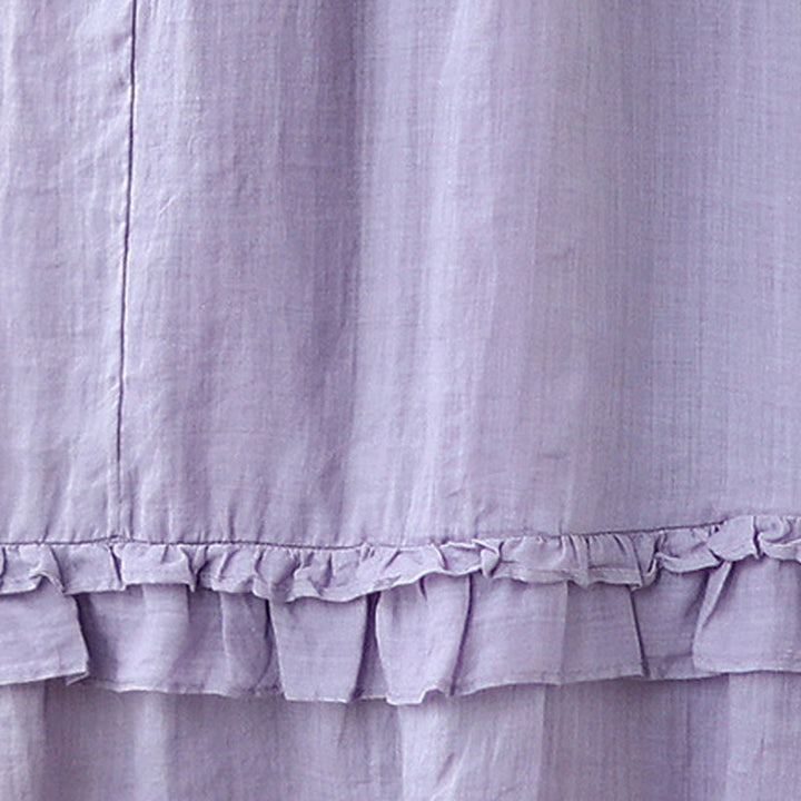 Buddha Stonesヴィンテージアーティスティックピュアカラーフリルデザイン不規則なレディースコットンリネンスカート