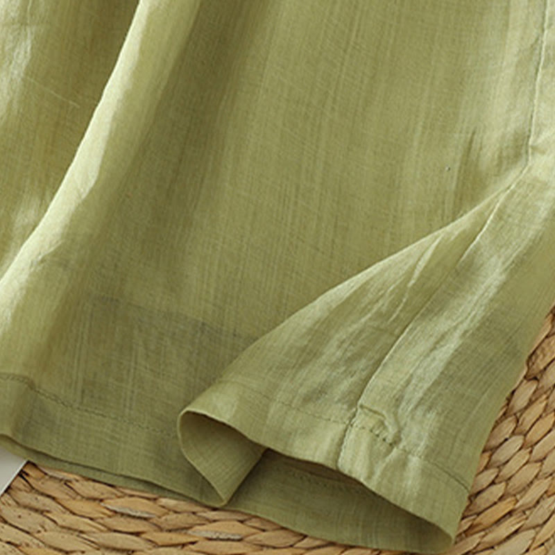 Buddha Stonesカジュアル 無地 裏地 リボン 伸縮性 レディース ポリエステル ワイドレッグパンツ ポケット付き