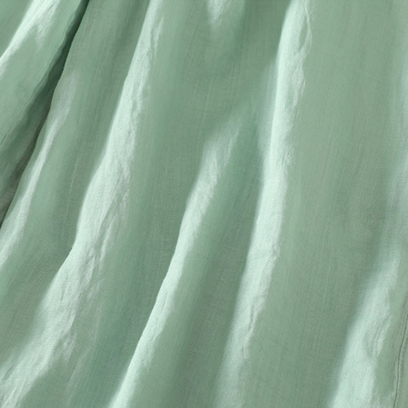 Buddha Stonesカジュアル 無地 裏地 リボン 伸縮性 レディース ポリエステル ワイドレッグパンツ ポケット付き