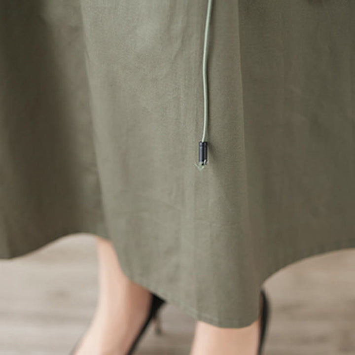 Buddha Stones夏カジュアル 純色 プリーツデザイン レディース コットンスカート