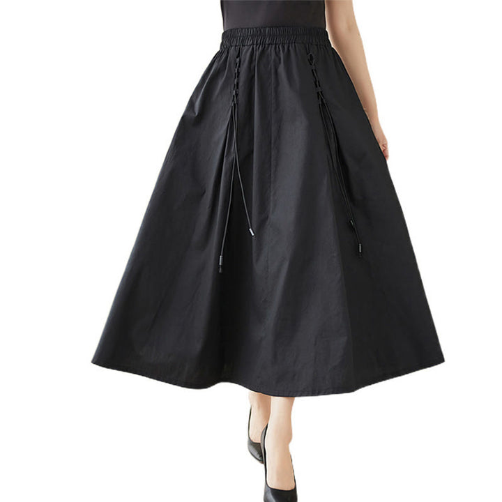 Buddha Stones夏カジュアル 純色 プリーツデザイン レディース コットンスカート