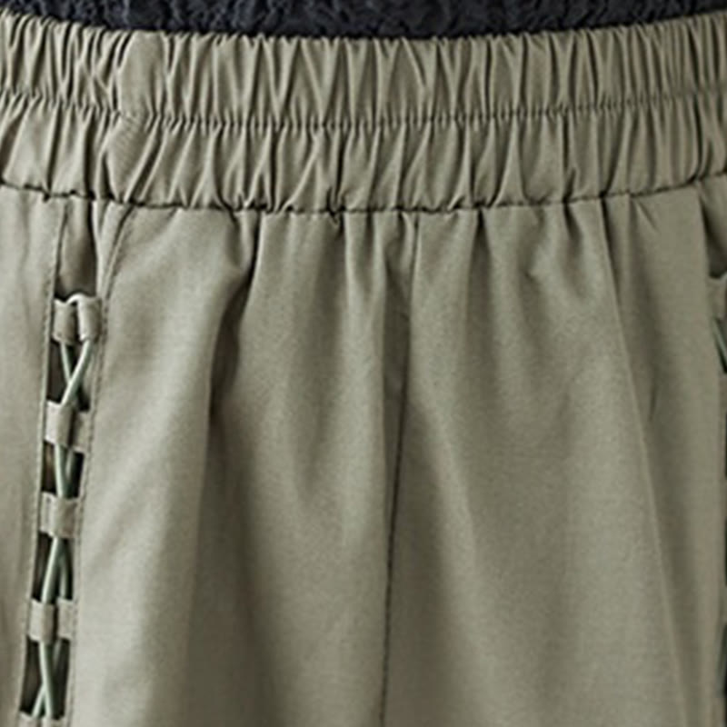 Buddha Stones夏カジュアル 純色 プリーツデザイン レディース コットンスカート