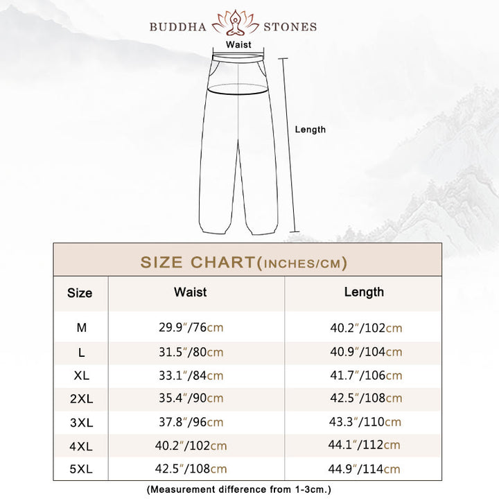 Buddha Stones無地 ドローストリング コットン メンズ パンツ ポケット付き - image 4