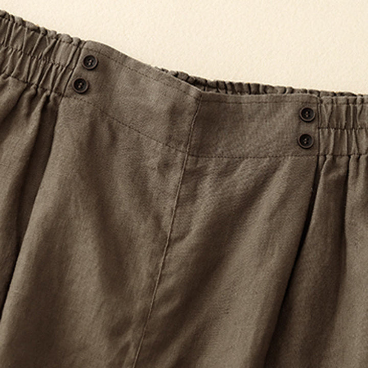Buddha Stones夏 カジュアル プリーツ 無地 コットン リネン レディース ショートパンツ ポケット付き - image 9