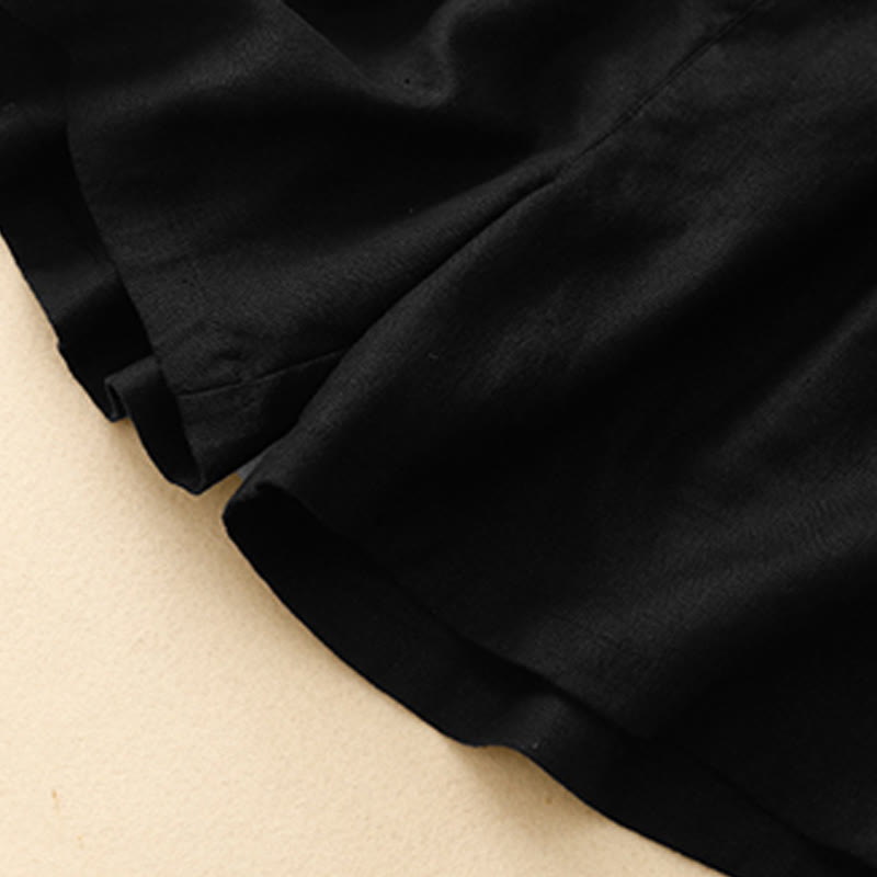 Buddha Stones夏 カジュアル プリーツ 無地 コットン リネン レディース ショートパンツ ポケット付き - image 26