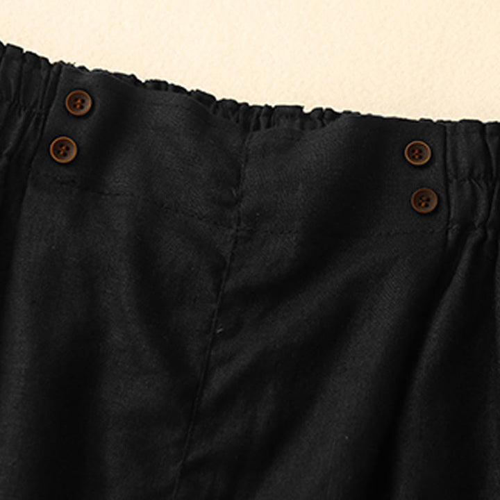 Buddha Stones夏 カジュアル プリーツ 無地 コットン リネン レディース ショートパンツ ポケット付き - image 28