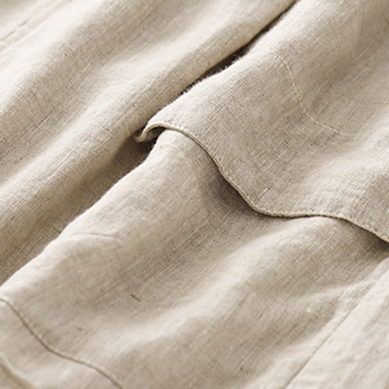 Buddha Stones夏 カジュアル 無地 コットン リネン レディース エラスティック ストレート ショーツ ポケット付き - image 19