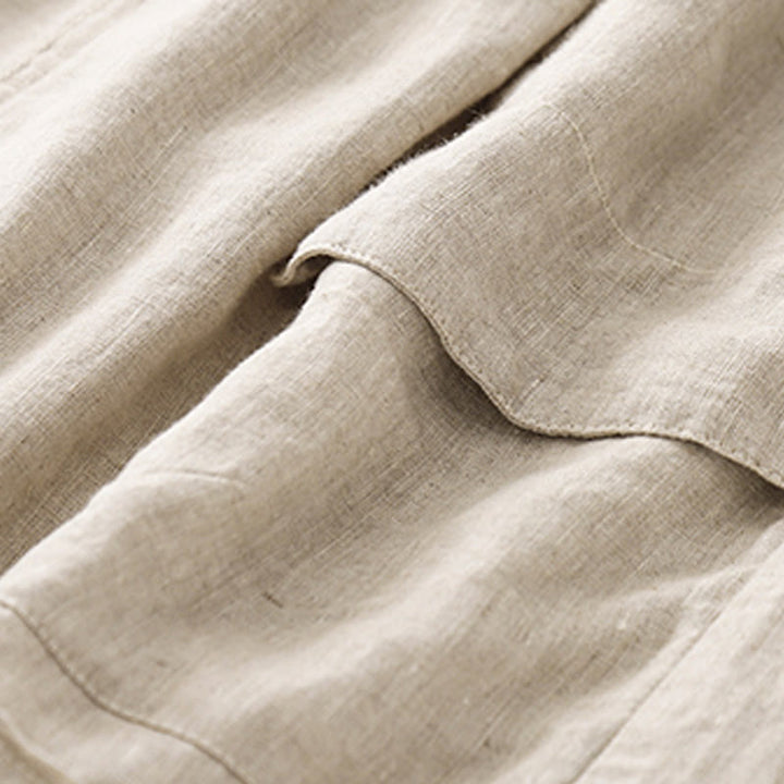 Buddha Stones夏 カジュアル 無地 コットン リネン レディース エラスティック ストレート ショーツ ポケット付き - image 19