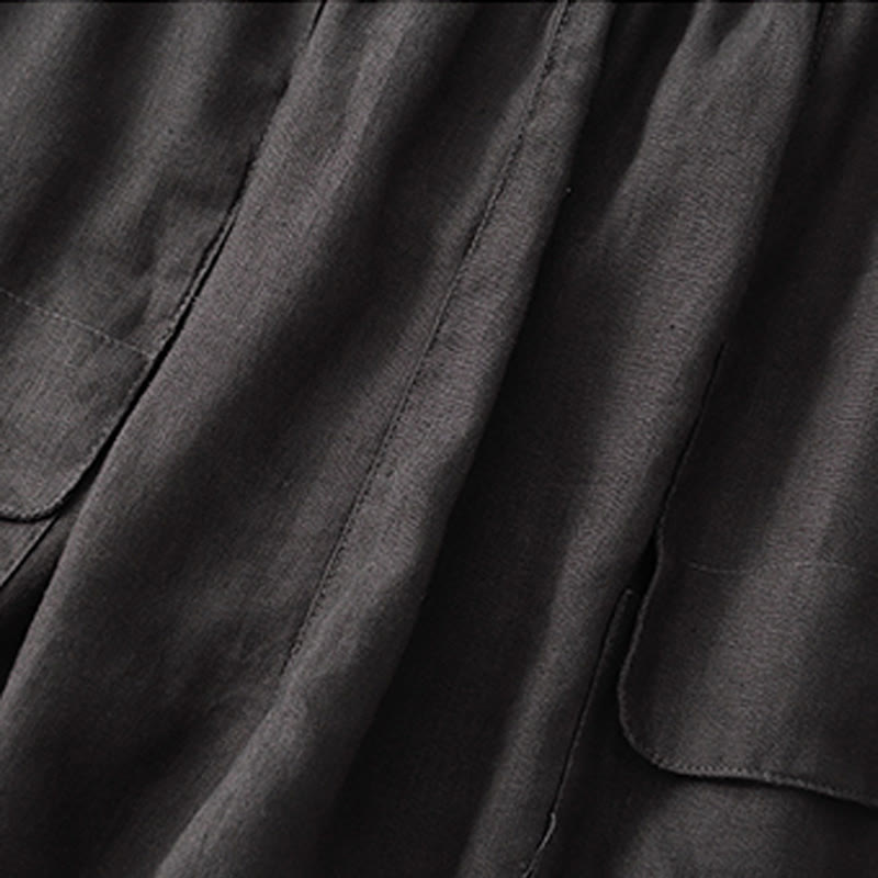 Buddha Stones夏 カジュアル 無地 コットン リネン レディース エラスティック ストレート ショーツ ポケット付き - image 26