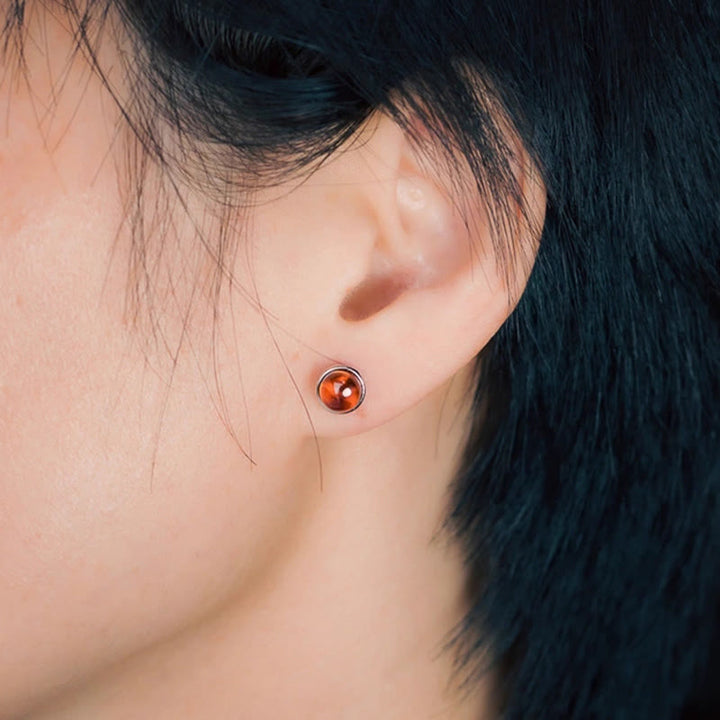 Buddha Stones925スターリングシルバー ガーネットプロテクションイヤリング