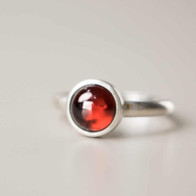 Buddha Stones天然 925 スターリングシルバー ガーネット 調節可能 プロテクションリング