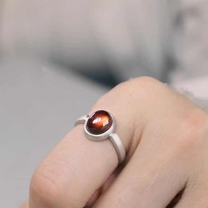 Buddha Stones天然 925 スターリングシルバー ガーネット 調節可能 挿入 カームリング