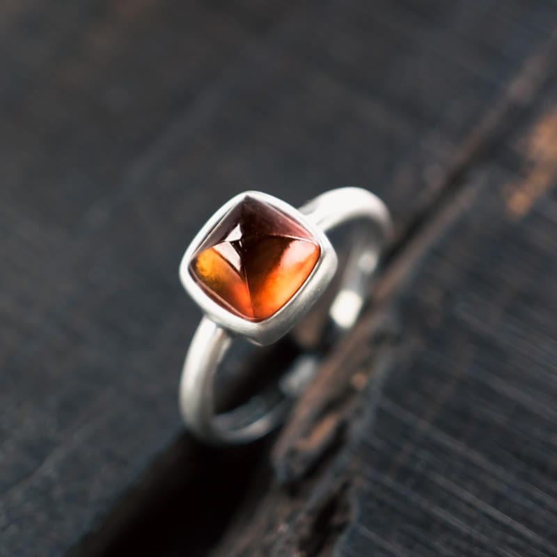 Buddha Stones天然 925 スターリングシルバー ガーネット 調節可能 挿入 カームリング