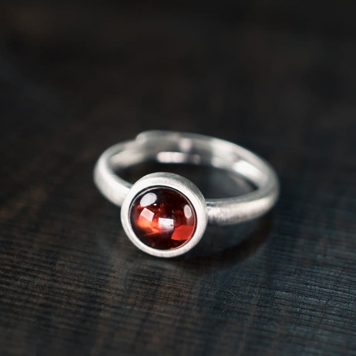 Buddha Stones天然 925 スターリングシルバー ガーネット 調節可能 挿入 カームリング